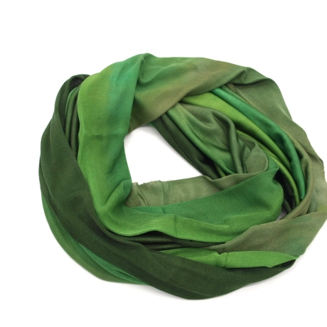 SCHLAUCHSCHAL LOOP SEIDENJERSEY 100% reine Seide Unikat Grüntöne