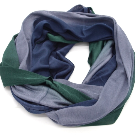 SCHLAUCHSCHAL LOOP SEIDENJERSEY 100% reine SeideTanne-Marine-Grau