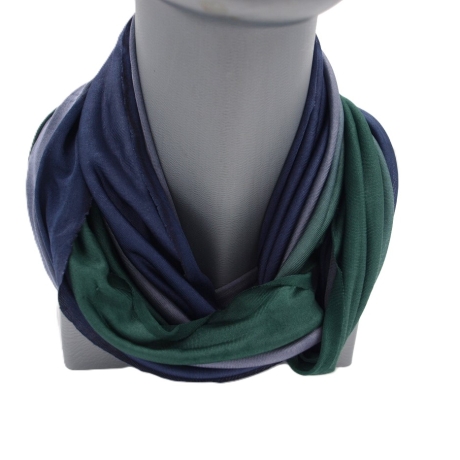 SCHLAUCHSCHAL LOOP SEIDENJERSEY 100% reine SeideTanne-Marine-Grau