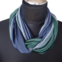 SCHLAUCHSCHAL LOOP SEIDENJERSEY 100% reine SeideTanne-Marine-Grau