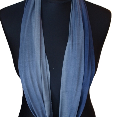 SCHLAUCHSCHAL LOOP SEIDENJERSEY 100% Seide Unikat blau-grau