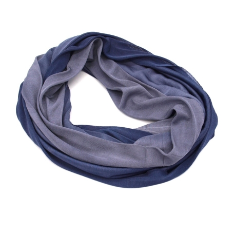 SCHLAUCHSCHAL LOOP SEIDENJERSEY 100% Seide Unikat blau-grau