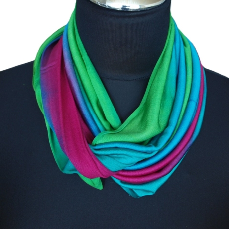 SCHLAUCHSCHAL LOOP SEIDENJERSEY 100% Seide Unikat blau-grün