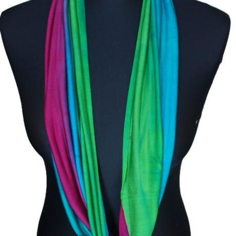 SCHLAUCHSCHAL LOOP SEIDENJERSEY 100% Seide Unikat blau-grün