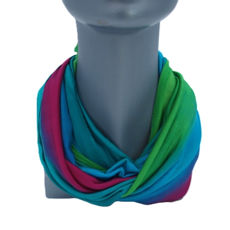 SCHLAUCHSCHAL LOOP SEIDENJERSEY 100% Seide Unikat blau-grün