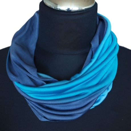 SCHLAUCHSCHAL LOOP SEIDENJERSEY 100% Seide Unikat blau