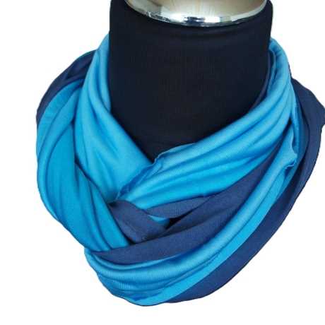 SCHLAUCHSCHAL LOOP SEIDENJERSEY 100% Seide Unikat blau