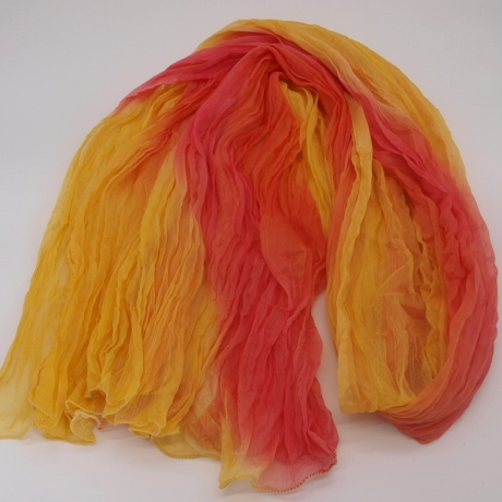 Plisseeschal Seide Chiffon handbemalt handplissiert 90x180cm