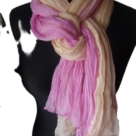 Plisseeschal Seide Chiffon handbemalt handplissiert 90x180cm