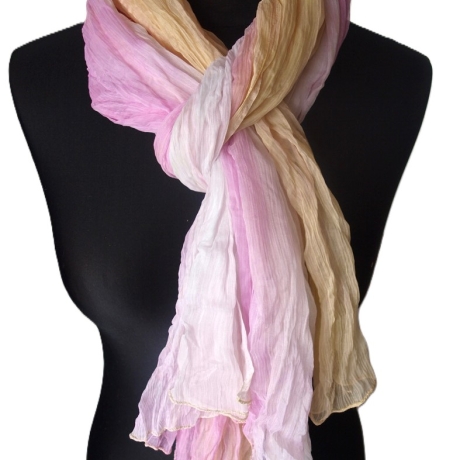 Plisseeschal Seide Chiffon handbemalt handplissiert 90x180cm