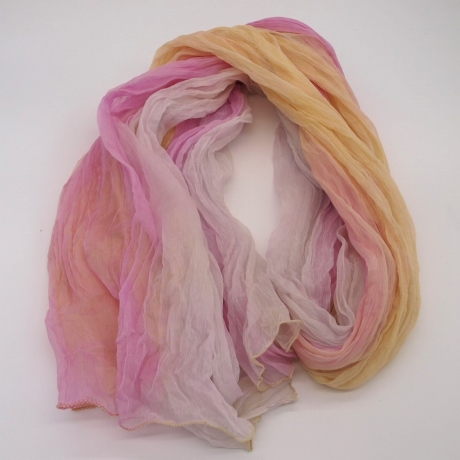 Plisseeschal Seide Chiffon handbemalt handplissiert 90x180cm