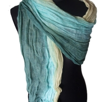 Plisseeschal Leinen handbemalt handplissiert 90x180cm 