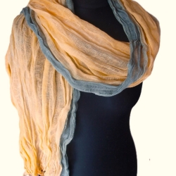 Plisseeschal Leinen handbemalt handplissiert 90x180cm 