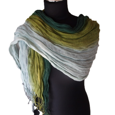 Plisseeschal Leinen handbemalt handplissiert 90x180cm 