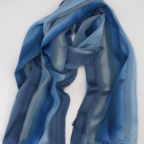 Schal Damen Seide Satin/Georgette Streifen eingewebt handbemalt