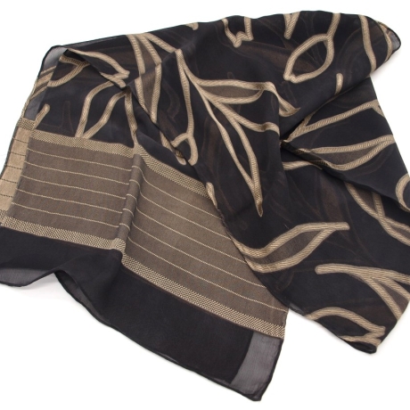 Schal Damen Seidenschal Ausbrenner handgefärbt beige dunkelgrau