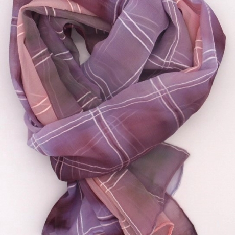 Schal Seide Crepe Georgette Streifen eingewebt handbemalt Unikat