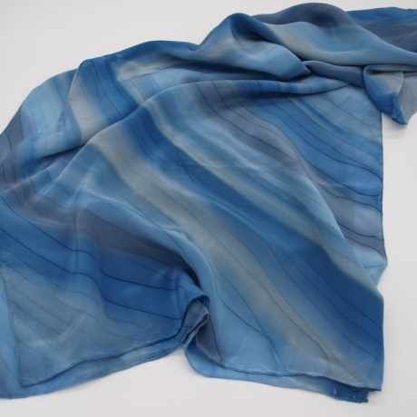 Schal Damen Seide Crepe de Chine 12 handbemalt Unikat 45x180cm