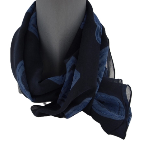 Schal Damen Seidenschal Ausbrenner Viskose handgefärbt blau 