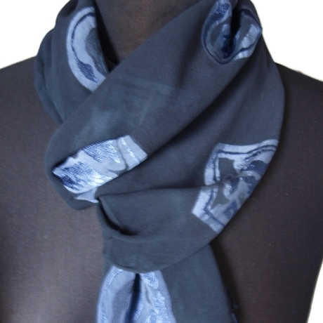 Schal Damen Seidenschal Ausbrenner Viskose handgefärbt blau 
