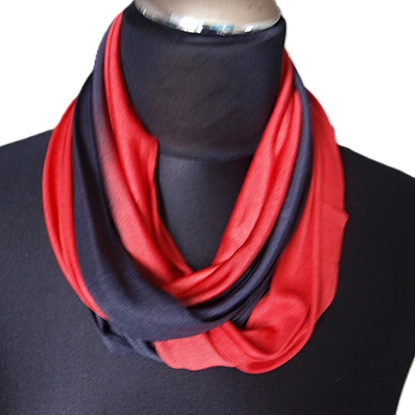SCHLAUCHSCHAL LOOP SEIDENJERSEY 100% Seide Unikat schwarz-rot