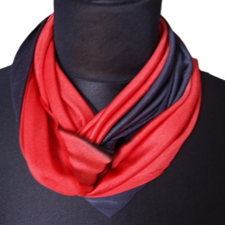 SCHLAUCHSCHAL LOOP SEIDENJERSEY 100% Seide Unikat schwarz-rot