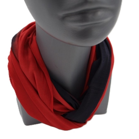 SCHLAUCHSCHAL LOOP SEIDENJERSEY 100% Seide Unikat schwarz-rot
