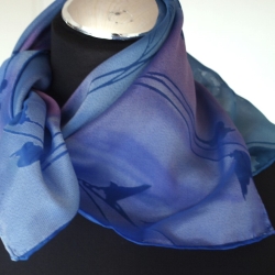 Sonderpreis Unikat Nickituch Satin auf Seide handgefärbt 55x55cm