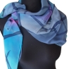 Seidentuch blau handbemalt Unikat hochwertige Crepe deChine Seide