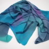 Seidentuch blau handbemalt Unikat hochwertige Crepe deChine Seide