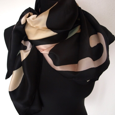 Seidentuch 90x90cm handbemalt Unikat Seide Crepe Satin 12.5