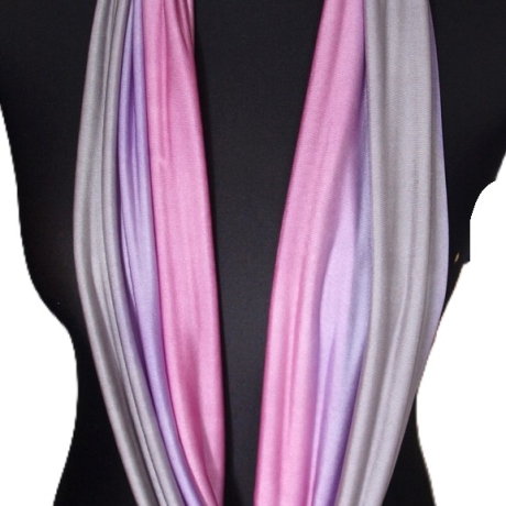 SCHLAUCHSCHAL LOOP SEIDENJERSEY 100% Seide Unikat rosa grau