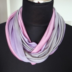 SCHLAUCHSCHAL LOOP SEIDENJERSEY 100% Seide Unikat rosa grau