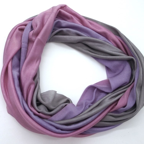 SCHLAUCHSCHAL LOOP SEIDENJERSEY 100% Seide Unikat rosa grau