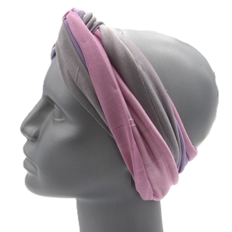 SCHLAUCHSCHAL LOOP SEIDENJERSEY 100% Seide Unikat rosa grau