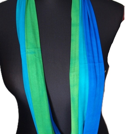 SCHLAUCHSCHAL LOOP SEIDENJERSEY 100% Seide Unikat grün-blau