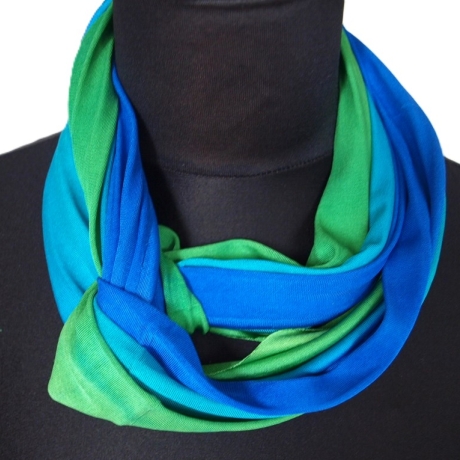 SCHLAUCHSCHAL LOOP SEIDENJERSEY 100% Seide Unikat grün-blau