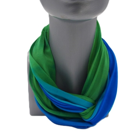 SCHLAUCHSCHAL LOOP SEIDENJERSEY 100% Seide Unikat blau-grün