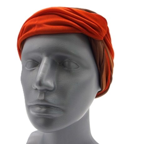 SCHLAUCHSCHAL LOOP SEIDENJERSEY 100% Seide Unikat braun-orange