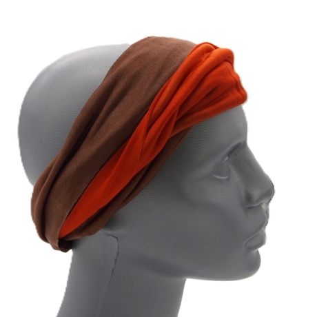 SCHLAUCHSCHAL LOOP SEIDENJERSEY 100% Seide Unikat braun-orange