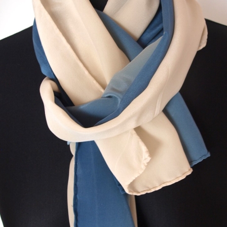 Schal Damen Seide Crepe de Chine 12 handbemalt Farbverlauf 40x150