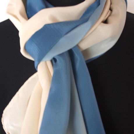Schal Damen Seide Crepe de Chine 12 handbemalt Farbverlauf 40x150