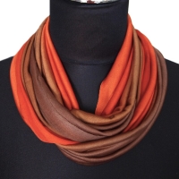 SCHLAUCHSCHAL LOOP SEIDENJERSEY 100% Seide Unikat braun-orange