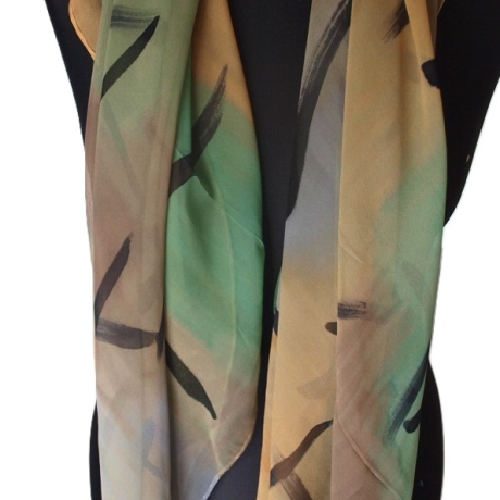 Seidentuch handbemalt Unikat Seide Crepe Georgette 110x110cm