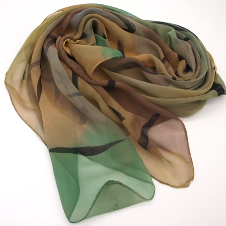 Seidentuch handbemalt Unikat Seide Crepe Georgette 110x110cm