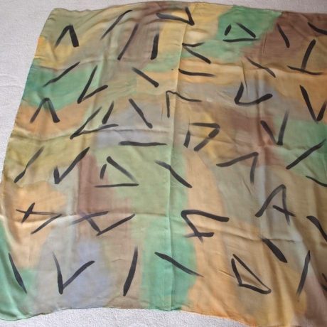 Seidentuch handbemalt Unikat Seide Crepe Georgette 110x110cm