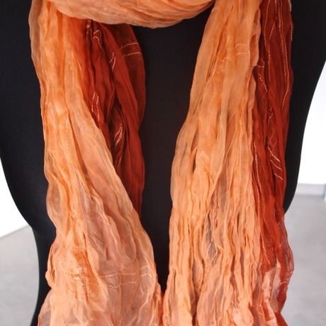 Plisseeschal Seide Chiffon handbemalt handplissiert 90x180cm