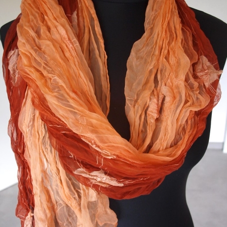 Plisseeschal Seide Chiffon handbemalt handplissiert 90x180cm