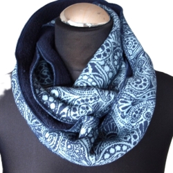 Loop Baumwolljaquard Loopschal Baumwollfleece blau gefüttert edel