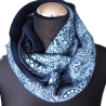 Loop Baumwolljaquard Loopschal Baumwollfleece blau gefüttert edel
